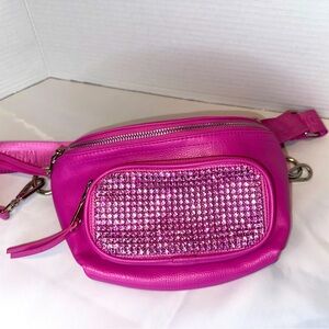 Madden‎ NYC Pink Rhinestone Bling Crossbody Sling Purse Fanny Pack Bag